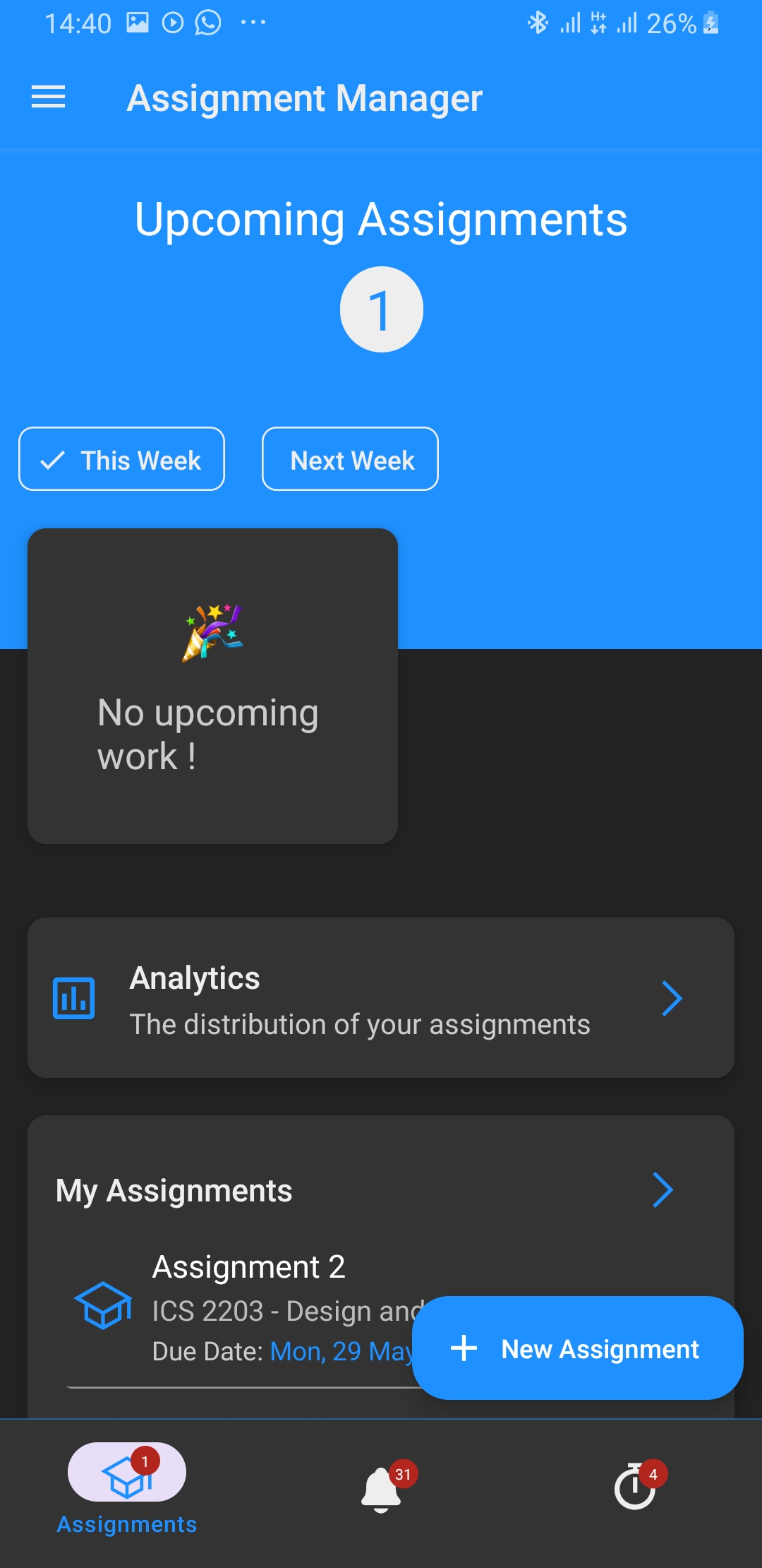 Assignment Manager Mobile App